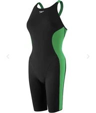 Speedo Powerplus Kneeskin Youth 4/20 Black/Green Competitive Swim swimming