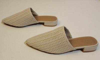 woven pointed toe mules