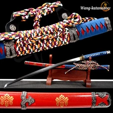 T10 STEEL JAPANESE SAMURAI SWORD HANDMADE WARRIOR KATANA TACHI CLAY TEMPERED