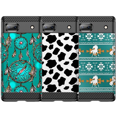 For Google Pixel MODELS [6, 6A, 6 Pro - 9 Pro] Cow Teal Western Flexible TPU Cas
