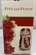 Fitz & Floyd Porcelain Santa Serving Tray, Poinsettias, 2014