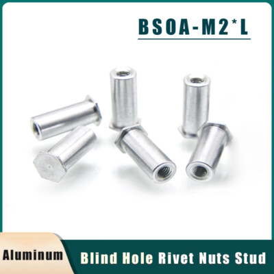 BSOA-M2 Aluminium Nietmutter Säulenmuttern Sacklochnieten Sechskantkopf Rivnut