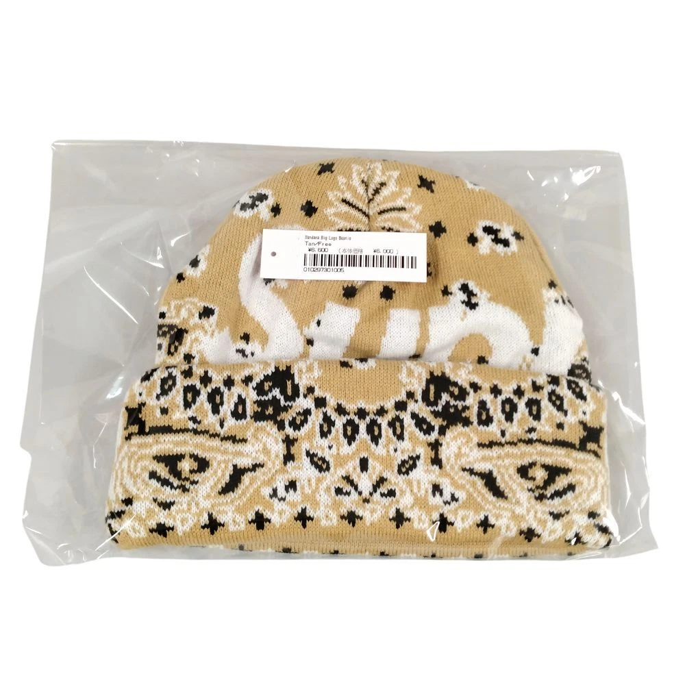 SUPREME 24AW Bandana Big Logo bonnet tricot marron authentique / 36276