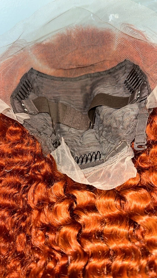 Peluca frontal de encaje naranja 13x4 cabello humano Foto 4 de 4