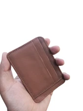 leather card holder Slim Brown Genuine Brown Leather