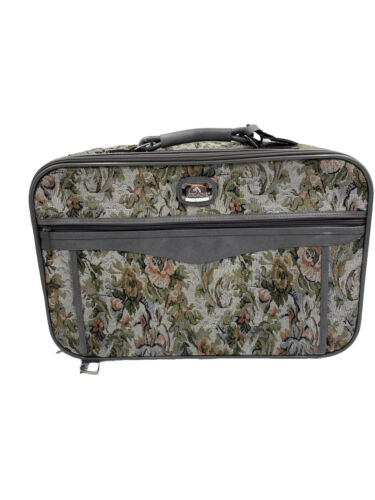 Jordache Suitcase Luggage Traveling Case Leather Floral Flowers - Used Condition - Picture 1 of 13