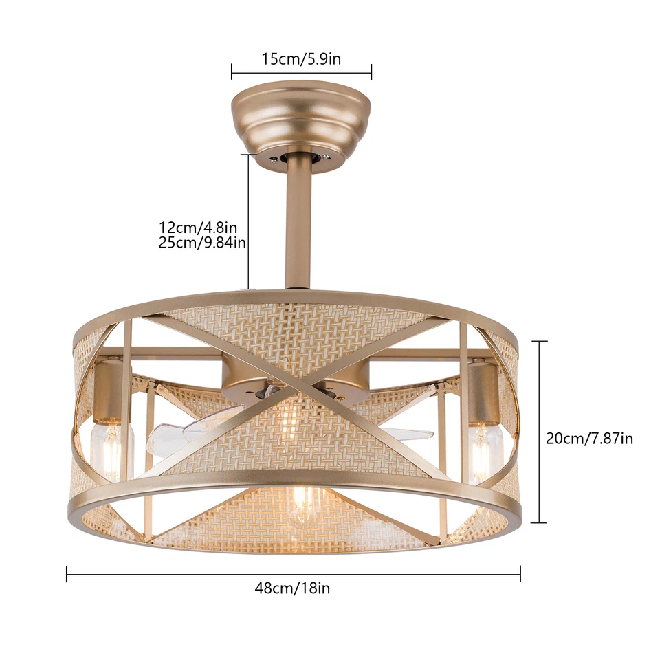 E26 Bulbs (Not Included) lamp holder 40W Ceiling Fan Lights With Remote Control - Image 3 of 4