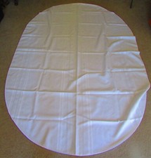 White Oval Tablecloth With Slight Line Texture, 58 X 82 Inches