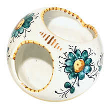 1965 Posacenere italiano Maiolica Sberna Deruta in latta smaltato Faïence cupola fiore MCM