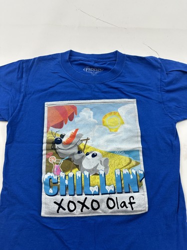 Frozen Olaf Shirt Youth Kids Medium 8 Blue Disney Chillin - Picture 2 of 6