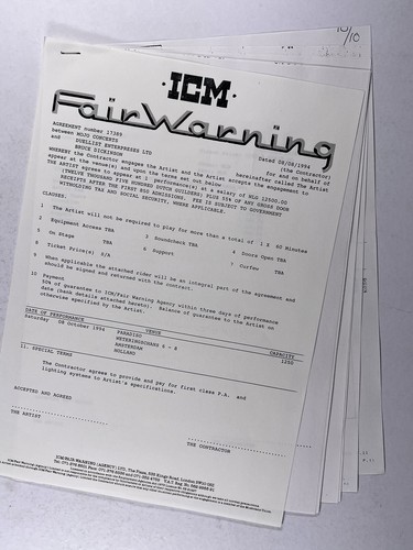 Iron Maiden Bruce Dickinson + Skin Contract Orig Office Copies 8th October 1994 - Picture 3 of 16