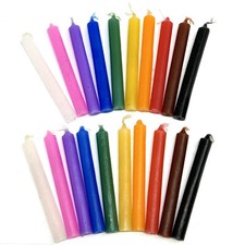 SET OF 20 MIXED COLOR / ASSORTED SPELL / CHIME CANDLES, 4" x 1/2" 10 Colors
