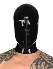 Men's Black Latex Rubber Hood Mask with Zipper Back for Cosplay Costumes Wear US