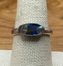 STERLING SILVER AND ABALONE SHELL RING SIZE 7.75