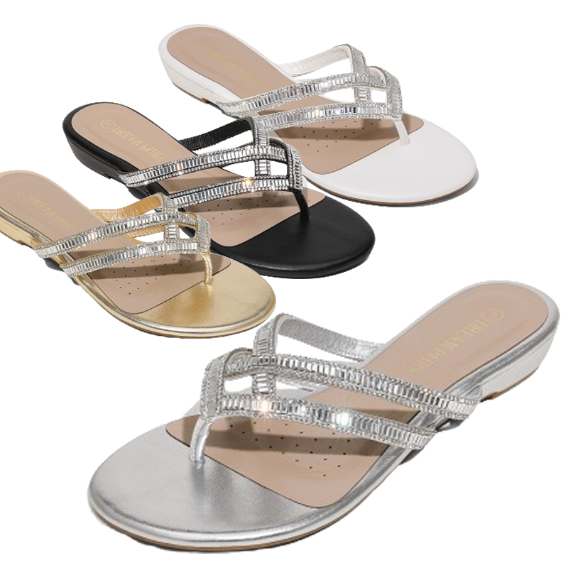 Flat Sandals Amazon Silver Sandals Women Rhinestone Flats