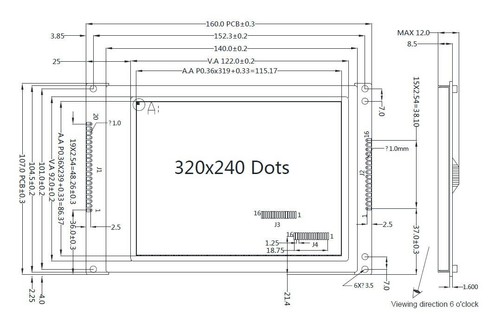 5.7"White 320x240 Graphic LCD Module ,RA8835 (SED1335),Optional Touch Panel - Picture 5 of 5