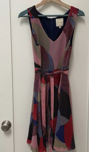 Abito donna ModCloth retrò taglia media aderente e svasato con cintura tasche color block - Foto 2 di 9