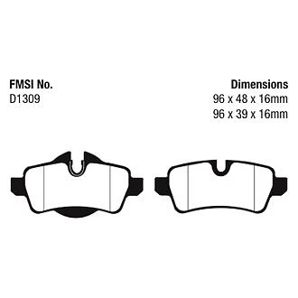 Pastilhas de freio traseiras EBC DP31931C Redstuff cerâmica baixa poeira para 2007-2013 Mini Cooper - Imagem 4 de 4