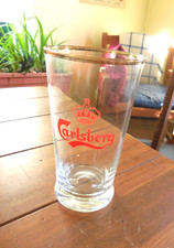 Carlsberg vintage Beer Glass, gold rim