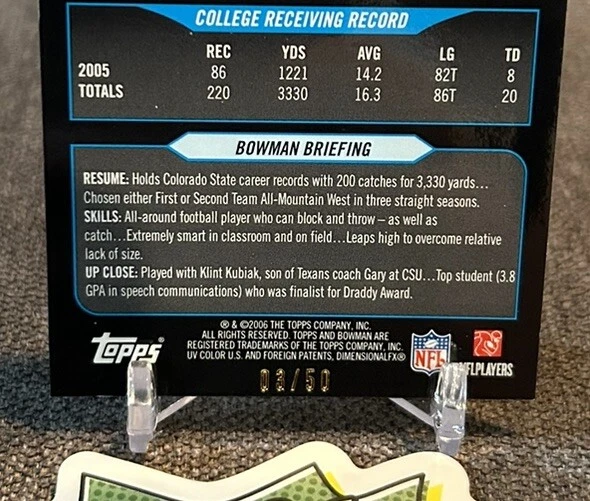 2006 Bowman Chrome Gold Refractor /50 David Anderson #36 Rookie RC - Image 3 of 3