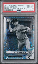 Blaze Jordan 2021 Bowman Chrome Prospects  #BCP-195 B/W Mini Diamond Ref. PSA 10