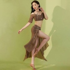 2023 Belly Dance Training Clothes for Women Short Sleeves Top long Skirt 2pcs