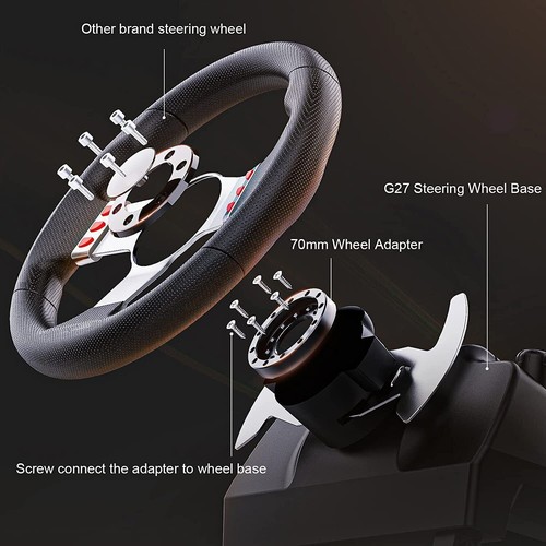 14" Steering Wheel or Wheel Adapter Plate Black For Logitech G25 G27 G920 G923 - Picture 2 of 14