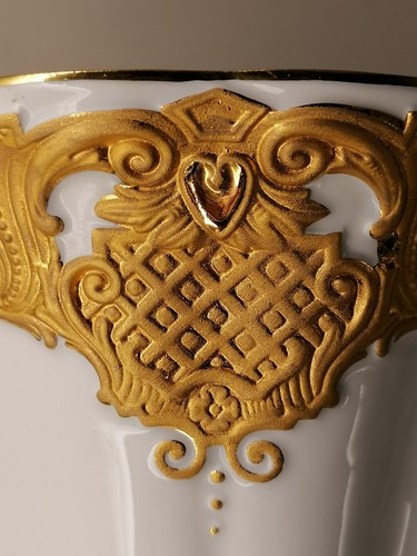MEISSEN Prunk Vase Blumen Muschel Mattgold Glanzgold Relief 1. Wahl Höhe 22 cm - Picture 20 of 22