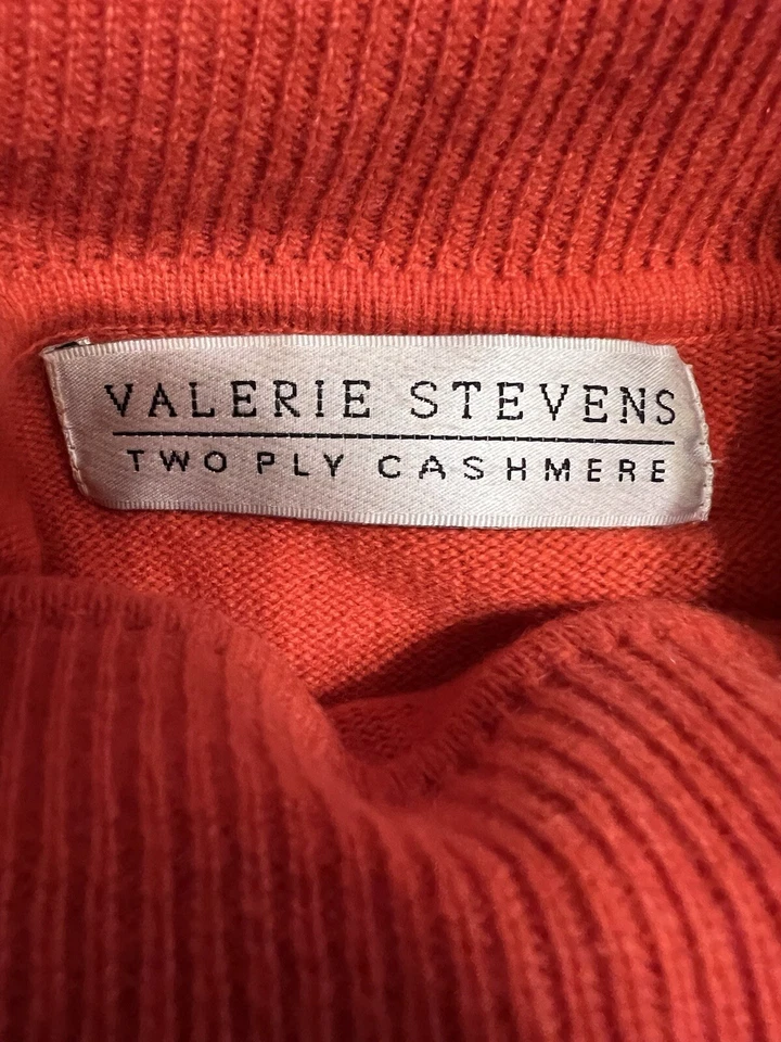 Suéter Valerie Stevens 100% Cachemira Dos Capas Cuello Alto Naranja Talla Grande Foto 4 de 4