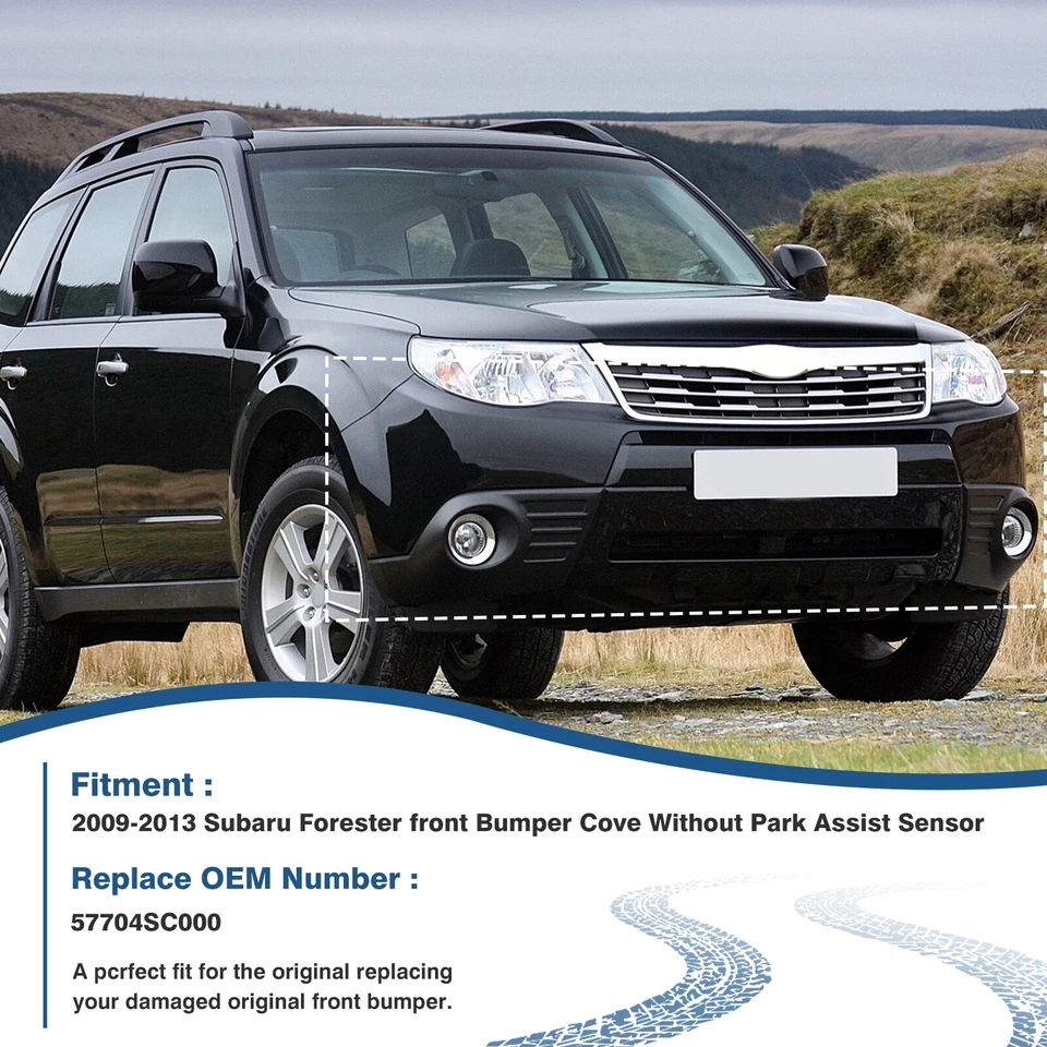 Black Front Bumper Cover For 2009-2013 Subaru Forester W/O Park Assist Sensor - Image 2 of 4