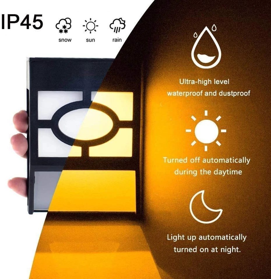 Luces solares para cerca jardín 4 piezas impermeables pared exterior escalón patio balcón patio pa Foto 2 de 4