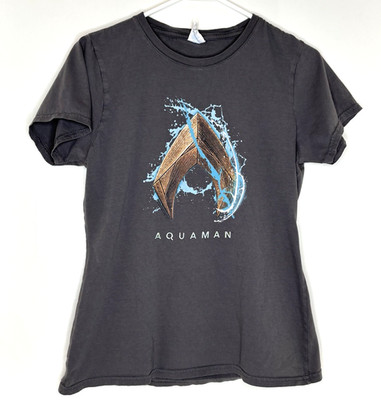 Aquaman Women's M Medium Gray T Tee Shirt Port & Company Ring Spun
