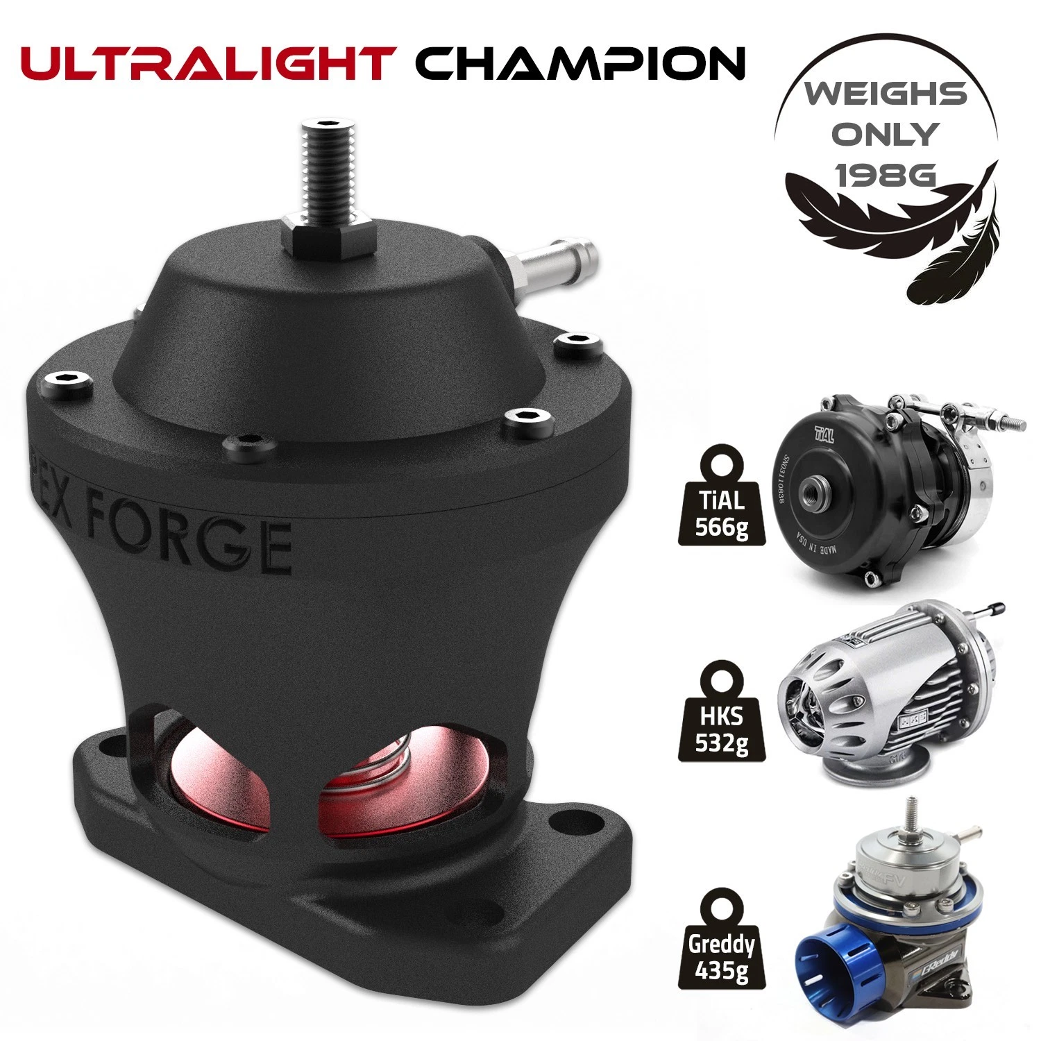 Apex Forge 40mm FV Blow off Valve Ultra Lightweight Comparison