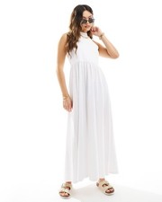 ASOS DESIGN halter neck low back maxi sundress in white UK 6