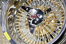 24kt Gold Genuine Dayton Stamped 13x7 72 Spoke Lowrider Wire Wheels New Set Of4