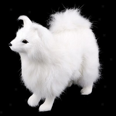 Realistische Weiße Kunstpelz Hund Tiermodell Figuren Heimtextilien Figure