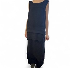 Comme des Garçons Noir Layered Sleeveless Black Maxi Dress Scoop Neck Size M