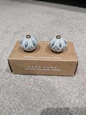 Zara Home 2 Ceramic Door Knobs new in box with blue pattern