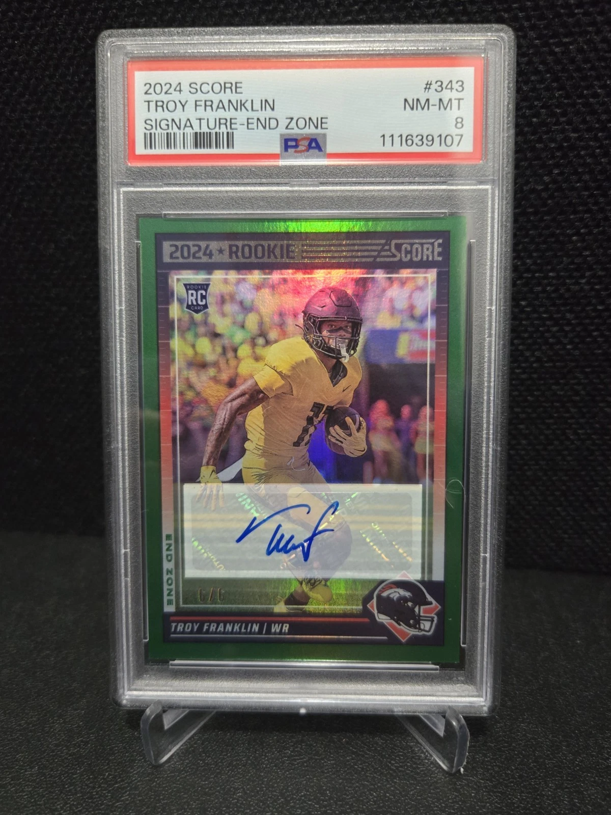 Troy Franklin Panini Score #343 Signature-End Zone
