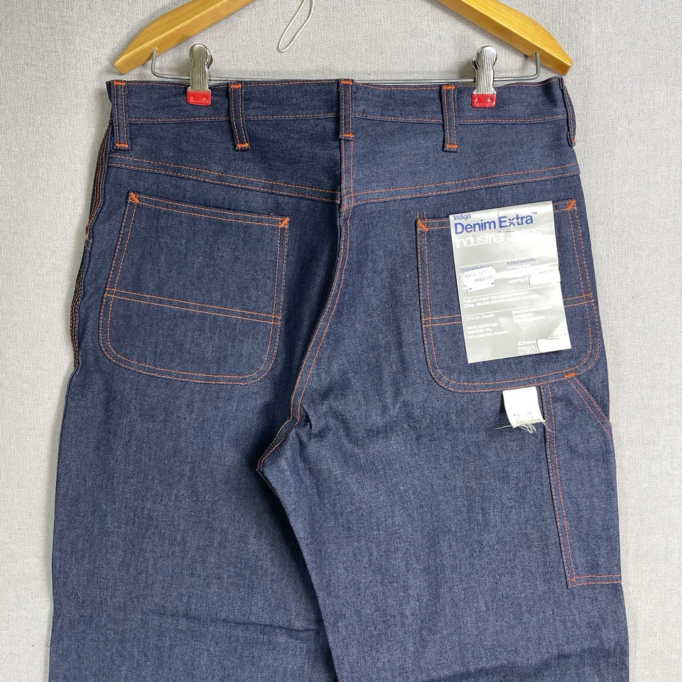VINTAGE NUEVO CON ETIQUETAS! Pantalones de mezclilla Big Mac Carpenter años 70 para hombre 32x30 sanforizados JC Penney Foto 2 de 4