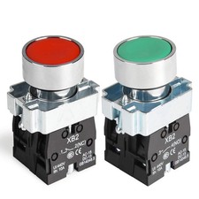 APIELE 2PCS 22MM Momentary Push Button Switch Red Green 1NO 1NC Metal Head XB2-1