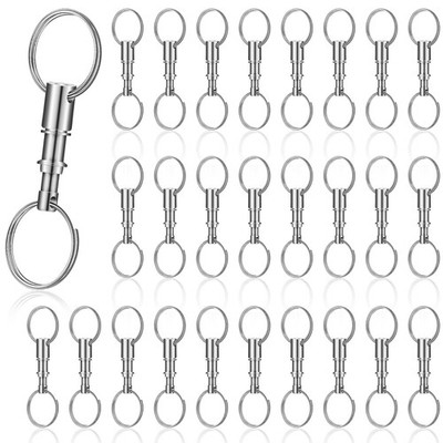 30 Pack Quick Release Keychain Detachable Pull Apart Key Rings Spring Split S...