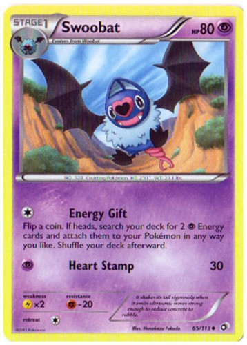 Pokemon - Swoobat - 65/113 - Uncommon - Legendary Treasures - NM