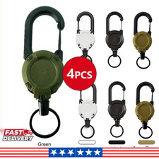 1-4pcs Heavy Duty Retractable Badge Reel Keychain w/ Carabiner