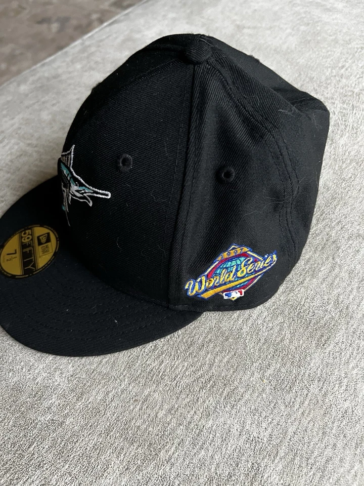 De colección Florida Marlins New Era 1997 Serie Mundial Cooperstown 59FIFTY Sombrero 7 1/2 Foto 2 de 4