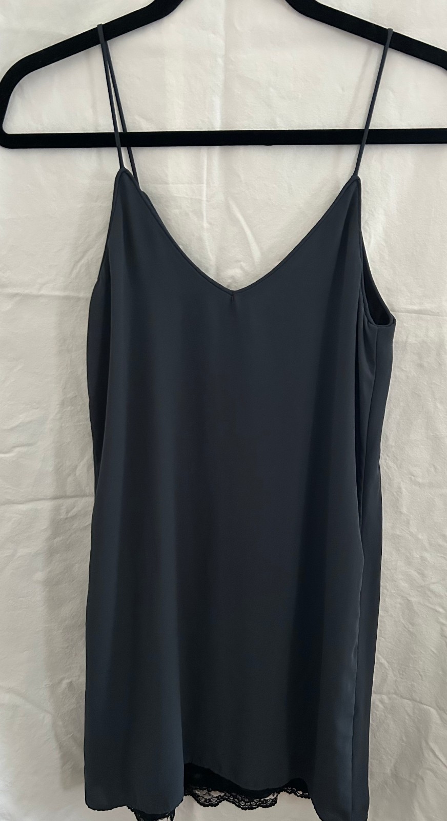 Zara Basic Black Spaghetti Strap Straight Line V … - image 2