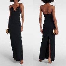 NWT David Koma Lace Trim Cami Top Gown Cady & Lace Black SIZE US 10/UK 14 $2,190