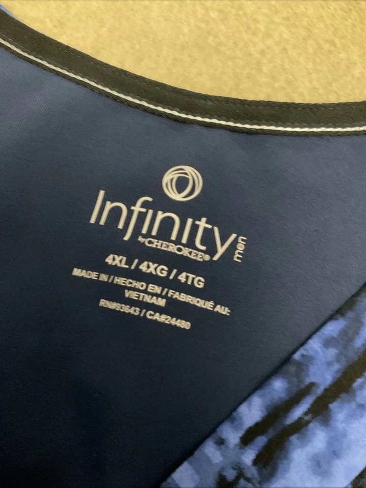 Cherokee Infinity Men Scrub Top 4XL Active Blue Pattern - Image 3 of 4