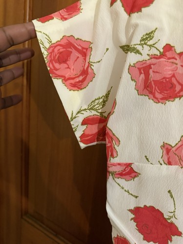 1960s Vintage Leslie Fay Floral Red Roses Dress - Afbeelding 3 van 5