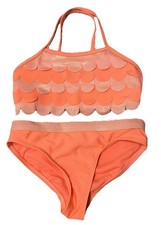 Wonder Nation Child Girls 2 pc Tankini Peach Orange Swimsuit Size XS 4-5